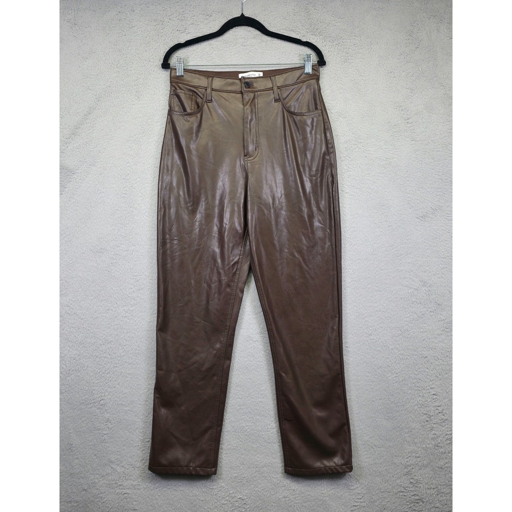 Abercrome Fitch Pants Womens 8 Brown Faux Leather 90s Straight Ultra High Rise